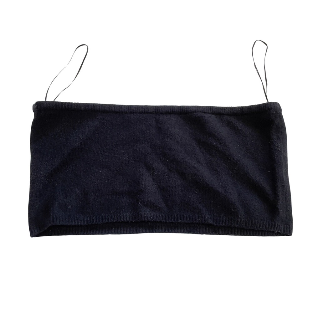 Black Knit Strapless Tube Top Cropped Sleeveless Basic Layering Top XL New